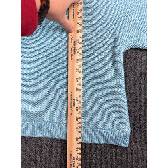Cabi Medium Frosty Sweater Blue Crochet V-Neck Womens Cotton Blend 4282 - Picture 5 of 14